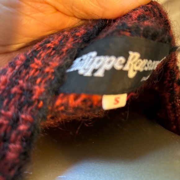 VTG PHILLIPE RONSARD.PARIS DESIGNER KNIT SWEATER JACKET TOP SZ S BLACK ORANGE - Picture 6 of 8